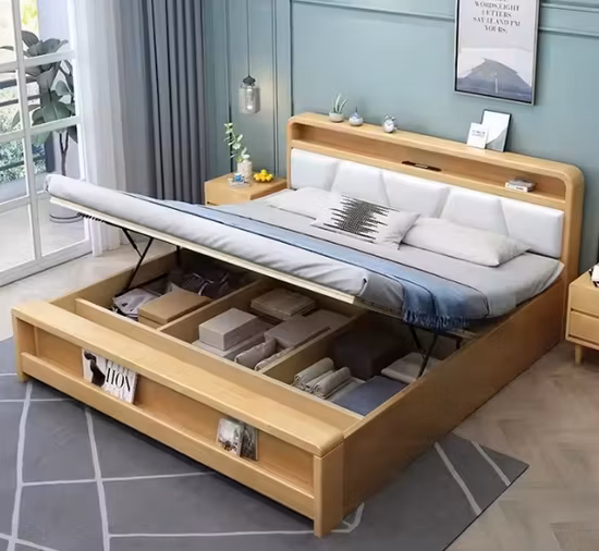 Lit King Size en bois tufté de velours de meubles de chambre à coucher de conception moderne de luxe